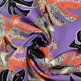 Lin viscose imprimé pluie de monsteras fond violet
