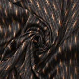 Satin de viscose imprimé pluie de rayures ondulées fond noir
