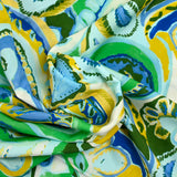 Viscose imprimée campagne vert et jaune anis