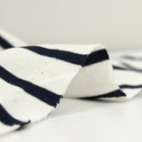Jersey de coton fin rayé marine fond blanc