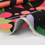 Lin viscose imprimé nature abstraite fuchsia fond noir