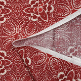 Coton tissé aspect lin imprimé arabesque rouge brique