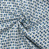 Coton élasthanne lever du soleil en pois fond blanc