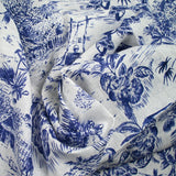 100% Lin imprimé nature vivante marine fond blanc