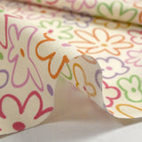 Coton imprimé contour de fleurs fond écru