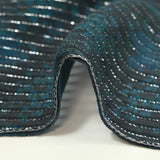 Mousseline de soie Lurex rayé fleurs bleu canard fond anthracite