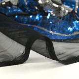 Tulle sequin plumes royales argent et bleu roi