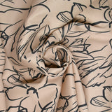 Scuba toucher suédine imprimé fleurs fond beige