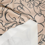 Scuba toucher suédine imprimé fleurs fond beige