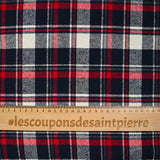 Flanelle de coton à carreaux Gabriel trait rouge fond marine
