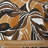 Crêpe viscose imprimé jungle marron fond blanc