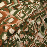Polyester tissé imprimé ikat de brume kaki