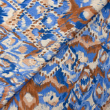 Polyester tissé imprimé ikat de brume bleu