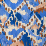 Polyester tissé imprimé ikat de brume bleu
