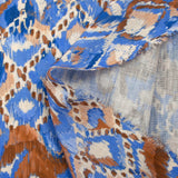Polyester tissé imprimé ikat de brume bleu