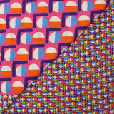 Viscose imprimée cercle vintage fuchsia fond violet