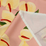 Coton imprimé fleur de lune fond rose