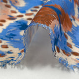 Polyester tissé imprimé ikat de brume bleu