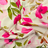 Viscose imprimée fleurs rose fond écru