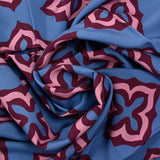 Viscose imprimée mosaïque vieux rose fond bleu