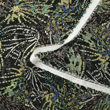 Mousseline imprimée lurex feu d'artifice vert sauge fond noir