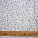 Popeline polycoton imprimée rayée et branche fond gris