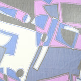 Mousseline crinkle 100% soie imprimée old school bleu roi et violet