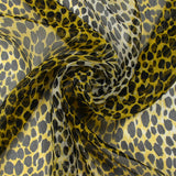 Mousseline crinkle 100% soie imprimée sauvage fond jaune et blanc