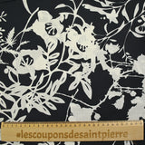 Cotton woven appearance Linen printed floral shadow dark blue background