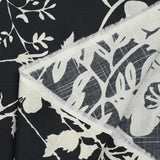 Cotton woven appearance Linen printed floral shadow dark blue background