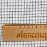 Popeline polycoton tissée-teinte à carreaux Isaac gris fond blanc