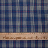 Popeline polycoton tissée-teinte à carreaux Jules fond marine