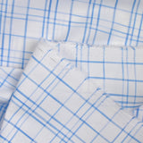 Popeline polycoton tissée-teinte Marceau bleu fond blanc