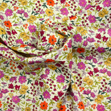Coton imprimé Vittoria fleurs vintage fond écru au mètre