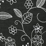 Twill de polyester brodé Solène fond noir
