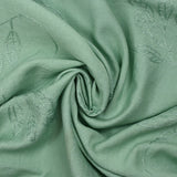 Crêpe viscose Lily brodé feuillage vert d'eau