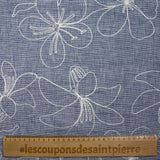Toile brodée Ariel marine chiné