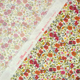 Cotton printed Greta Flowers Fuchsia and Orange White background per meter