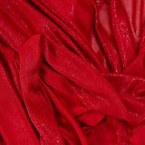 Maille fine Lurex argent fond rouge foncé