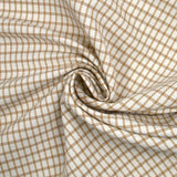 Polyester élasthanne à carreaux camel fond blanc cassé