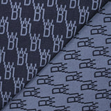Polyviscose jacquard initials navy background