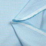 Popeline polycoton tissée-teinte à carreaux Adrien bleu et cyan fond blanc