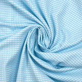 Popeline polycoton tissée-teinte à carreaux Adrien bleu et cyan fond blanc