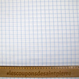 Popeline polycoton tissée-teinte à carreaux Barnabé bleu fond blanc