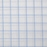 Popeline polycoton tissée-teinte à carreaux Barnabé bleu fond blanc