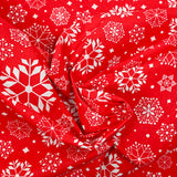 Polycoton Print Snow Red Background