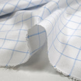 Popeline polycoton tissée-teinte à carreaux Barnabé bleu fond blanc