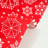 Polycoton Print Snow Red Background