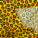 Satin polyester imprimé léopard fond jaune
