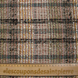 Tweed de laine mélangée Clémence ligne noire et canard fond beige et blanc